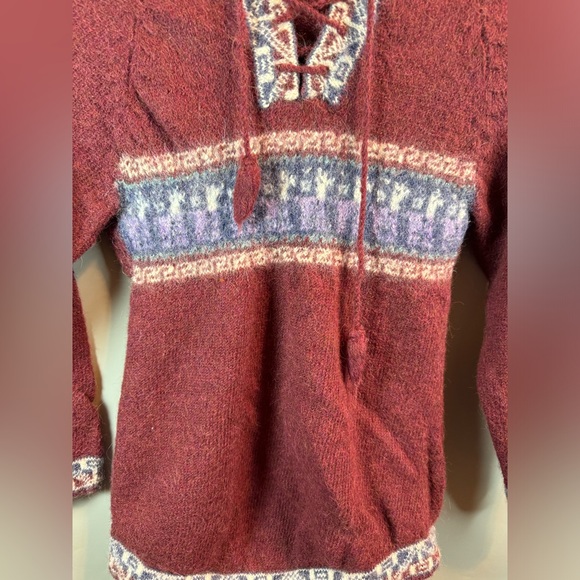 Manos De La Comunidad 100% Baby Alpaca Hoodie Sweater Aztec Size Unknown - Picture 6 of 12